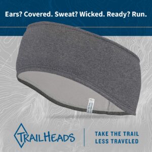 TrailHeads Tempo Running Headband | Ear Protection | Moisture Wicking Headband - heather grey One Size