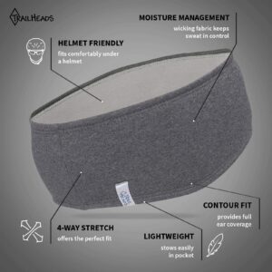 TrailHeads Tempo Running Headband | Ear Protection | Moisture Wicking Headband - heather grey One Size