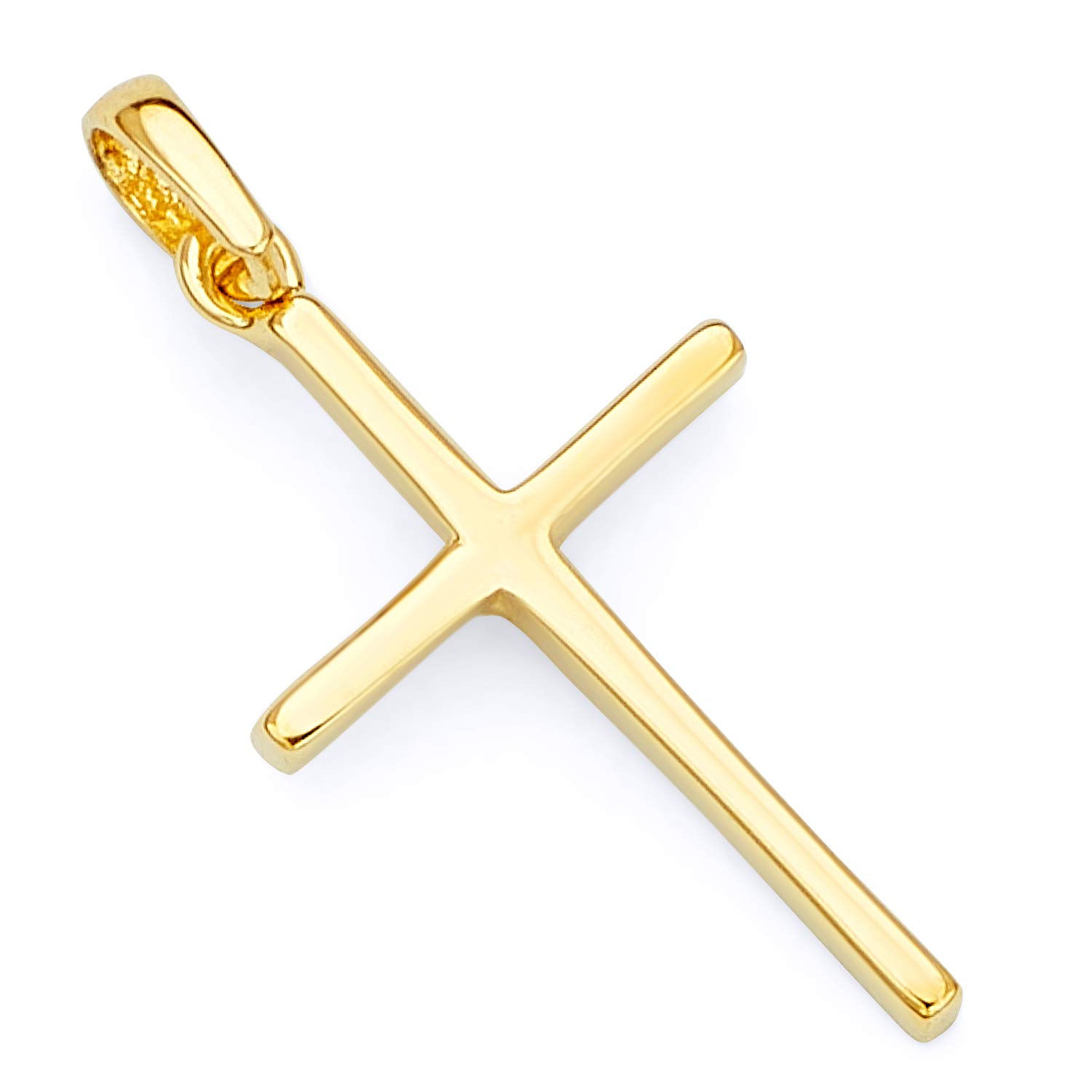 14k REAL Yellow Gold Cross Religious Charm Pendant (Size : 21 x 11 mm)