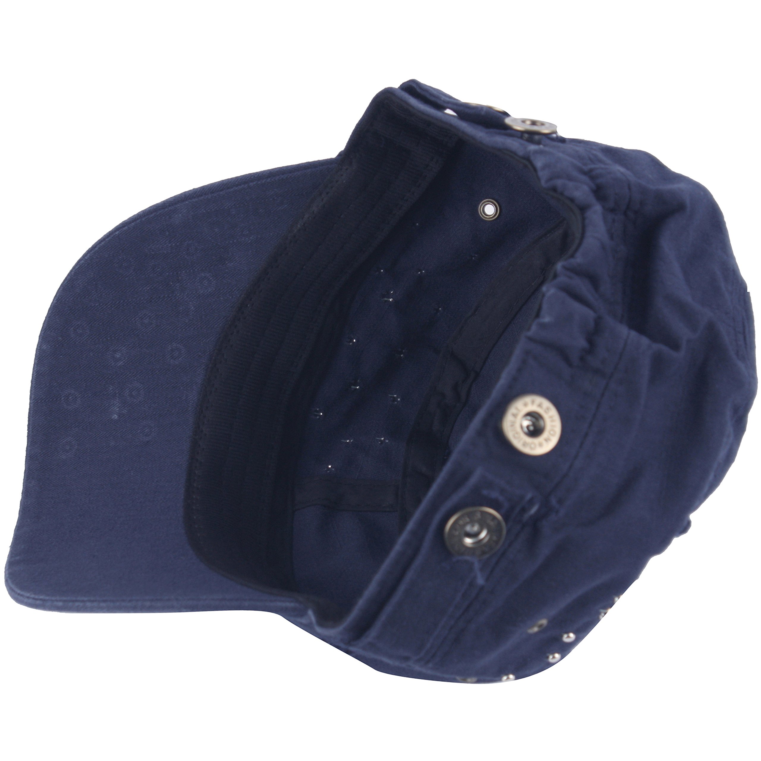 RaOn A213 Ripped Round Dome Studs Rivet Spike Spots Army Cap Golf Club Cadet Military (Navy)