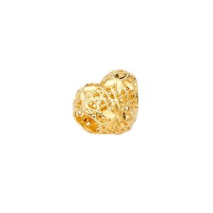 the world jewelry center 14k real yellow gold filigree heart slider for mix&match bracelet (size : 10 x 10 mm)