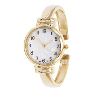 rosemarie collections women's mother of pearl metal cuff watch (gold)