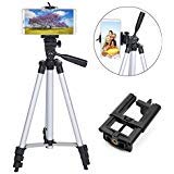 50 inch tripod for phone, lightweight aluminum tripod for phone with universal iphone tripod mount and carrying bag