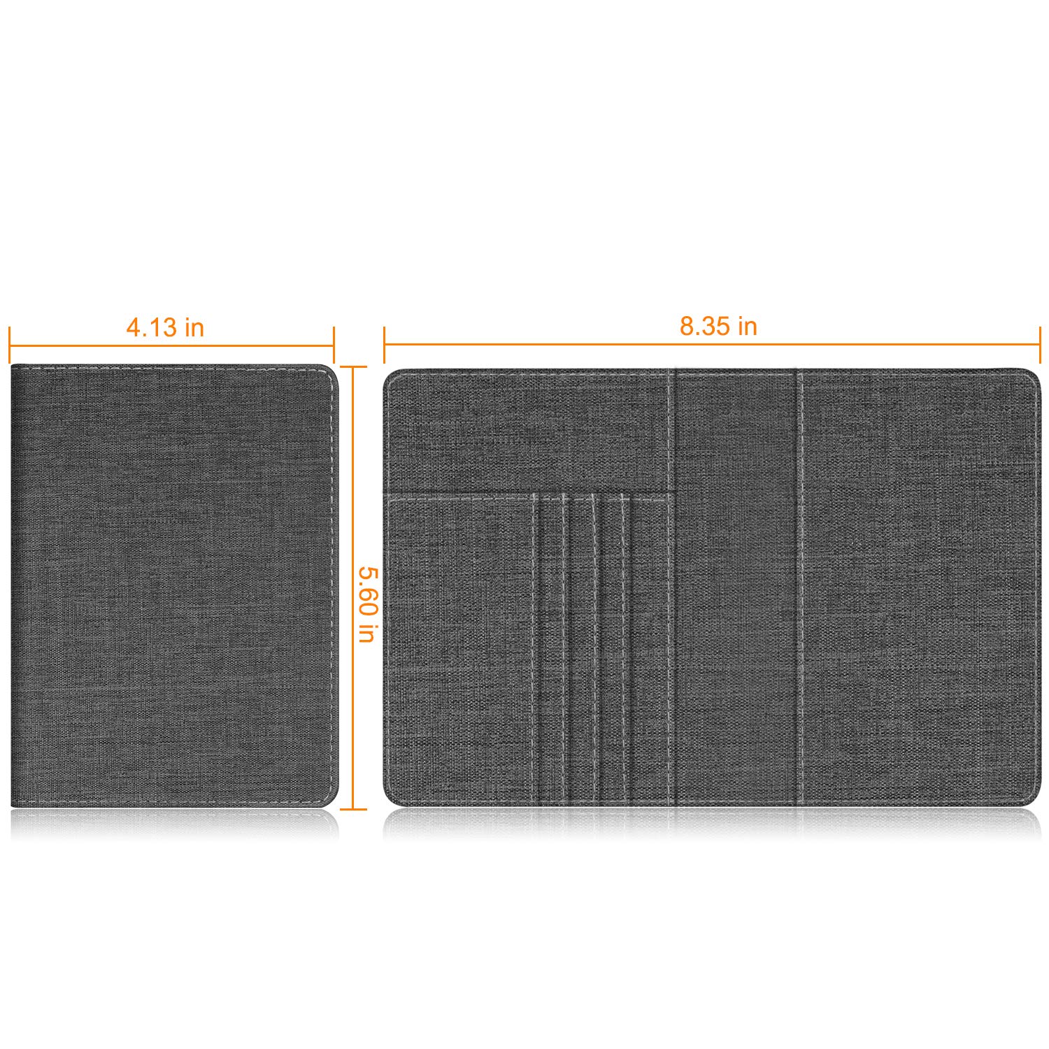 Fintie Passport Holder, Slim Travel Wallet RFID Blocking Card Case Cover Passport Cover Protector Travel Essentials with Credit Card Slots for Women/Men, Denim Charcoal