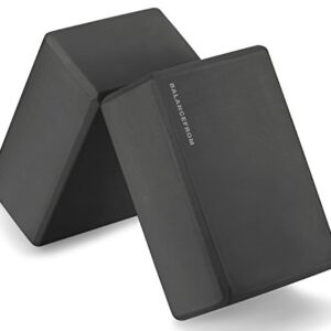 Signature Fitness Set of 2 High Density Yoga Blocks, 9"x6"x4" Each, Pair (Black)