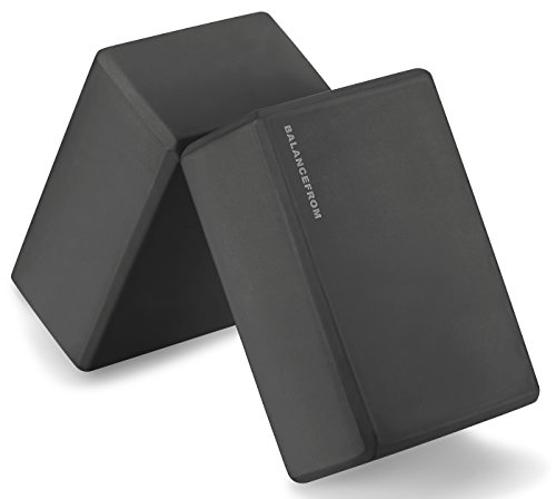 Signature Fitness Set of 2 High Density Yoga Blocks, 9"x6"x4" Each, Pair (Black)