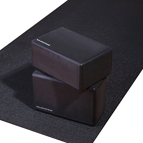 Signature Fitness Set of 2 High Density Yoga Blocks, 9"x6"x4" Each, Pair (Black)