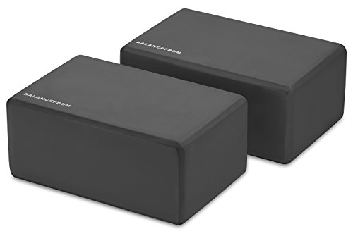 Signature Fitness Set of 2 High Density Yoga Blocks, 9"x6"x4" Each, Pair (Black)