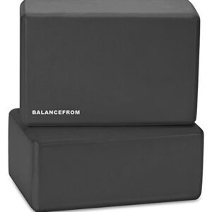 Signature Fitness Set of 2 High Density Yoga Blocks, 9"x6"x4" Each, Pair (Black)