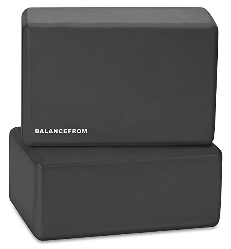 Signature Fitness Set of 2 High Density Yoga Blocks, 9"x6"x4" Each, Pair (Black)