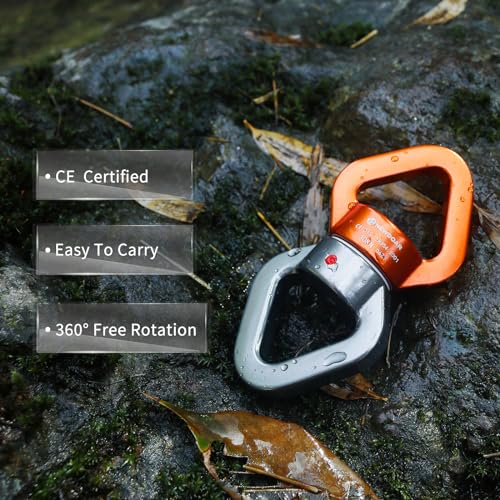 NewDoar Swing Swivel,30KN CE Certified Micro Rotator Swivel Device for Swing Aerial Dance/Yoga/Swing/Hanging Hammock/Rock Climbing Tree Arborist(Silver Orange)