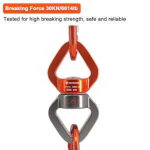 NewDoar Swing Swivel,30KN CE Certified Micro Rotator Swivel Device for Swing Aerial Dance/Yoga/Swing/Hanging Hammock/Rock Climbing Tree Arborist(Silver Orange)