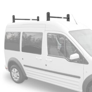 aa-racks model dx36 compatible ford transit connect 2008-13 steel 2 bar utility drilling van roof ladder rack system - sandy black