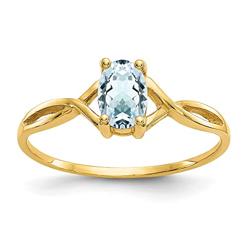 IceCarats 10K Yellow Gold Blue Aquamarine Ring Gemstone Band March Birthstone Jewelry Size 7.00