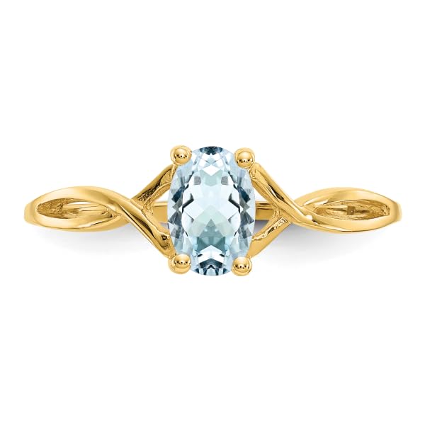 IceCarats 10K Yellow Gold Blue Aquamarine Ring Gemstone Band March Birthstone Jewelry Size 7.00