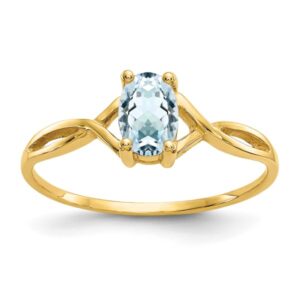 IceCarats 10K Yellow Gold Blue Aquamarine Ring Gemstone Band March Birthstone Jewelry Size 7.00