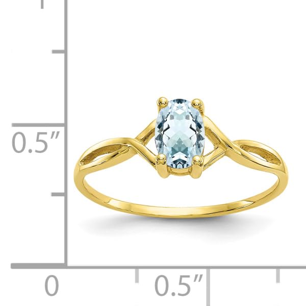 IceCarats 10K Yellow Gold Blue Aquamarine Ring Gemstone Band March Birthstone Jewelry Size 7.00