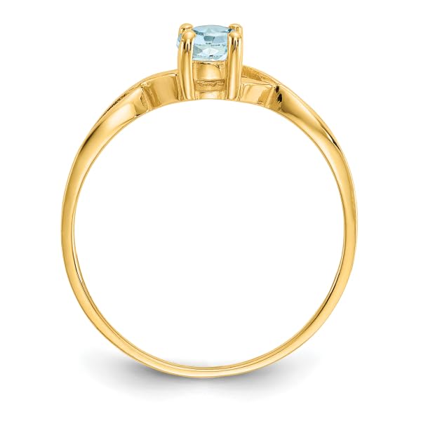 IceCarats 10K Yellow Gold Blue Aquamarine Ring Gemstone Band March Birthstone Jewelry Size 7.00