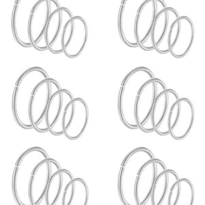 Masedy 24Pcs 20G 316L Stainless Steel Nose Rings Hoop Tragus Cartilage Helix Piercing Lip Septum Ring Silver Bendable