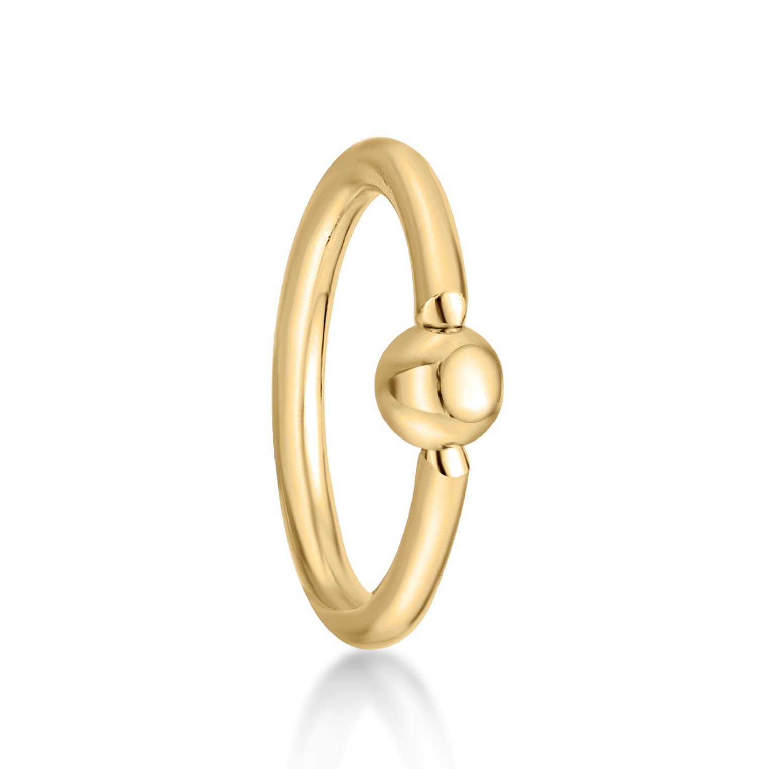 Lavari Jewelers 16 Gauge Universal Captive Bead Hoop Ring in 14k Yellow Gold 1.2 mm