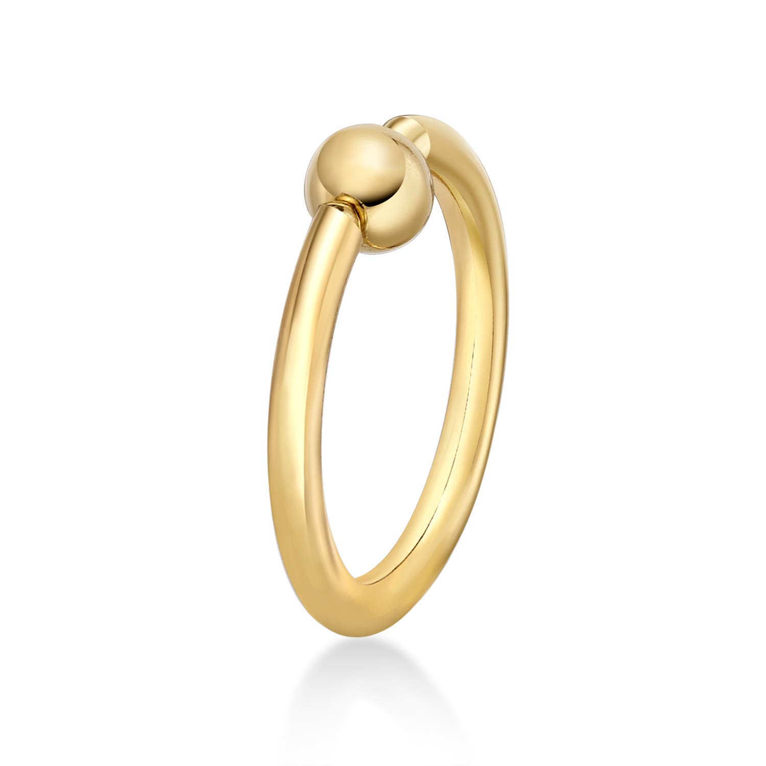 Lavari Jewelers 16 Gauge Universal Captive Bead Hoop Ring in 14k Yellow Gold 1.2 mm