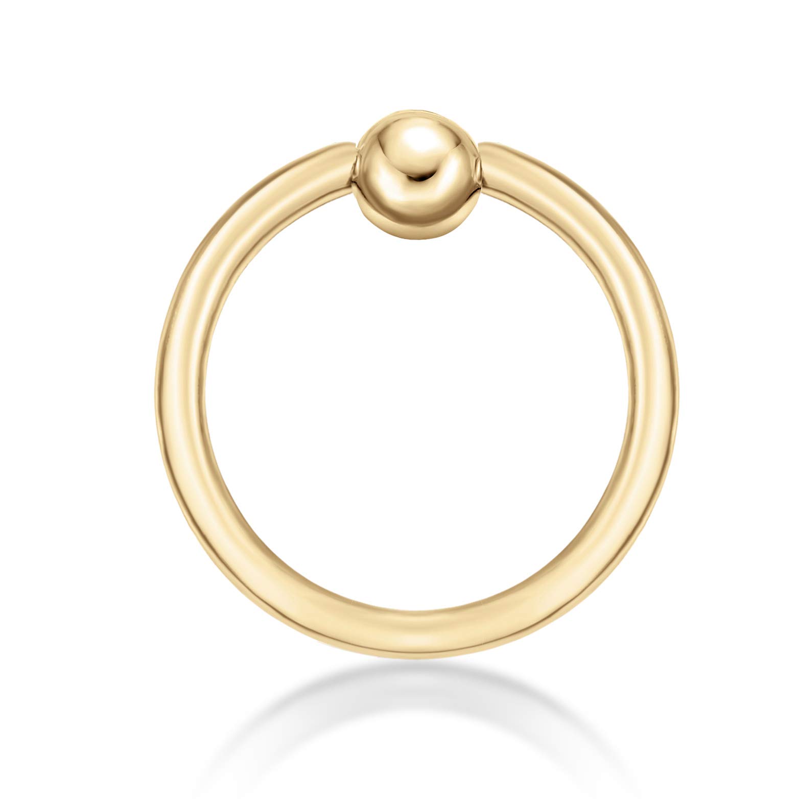 Lavari Jewelers 16 Gauge Universal Captive Bead Hoop Ring in 14k Yellow Gold 1.2 mm