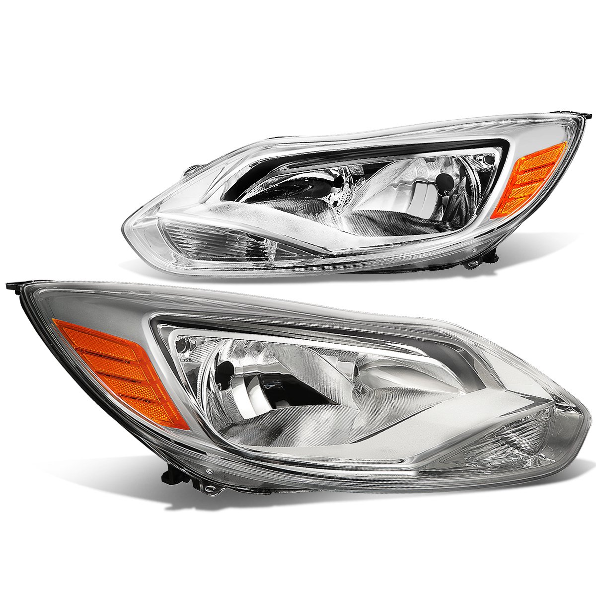 DNA Motoring Chrome amber HL-OH-FF12-CH-AM Headlight Assembly (Driver & Passenger Side)