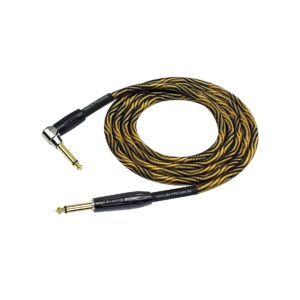 KIRLIN, KIRLIN CABLE IWB Instrument Cable, 1/4-Inch Right Angle to Straight, Black Gold Wave, 20FT (IWB-202 BFGL-20/WBO)