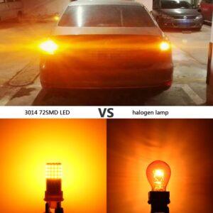 PHINLION 3157 LED Bulb Amber Yellow Super Bright 3156 3056 3457 4057 4157 Turn Signal Bulbs for Front Rear Blinker Parking DRL Side Marker Lights, Pack of 2