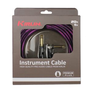 KIRLIN Cable IWB Instrument Cable, 1/4-Inch Right Angle to Straight, Black Purple Wave, 20FT (IWB-202 BFGL-20/WBP)