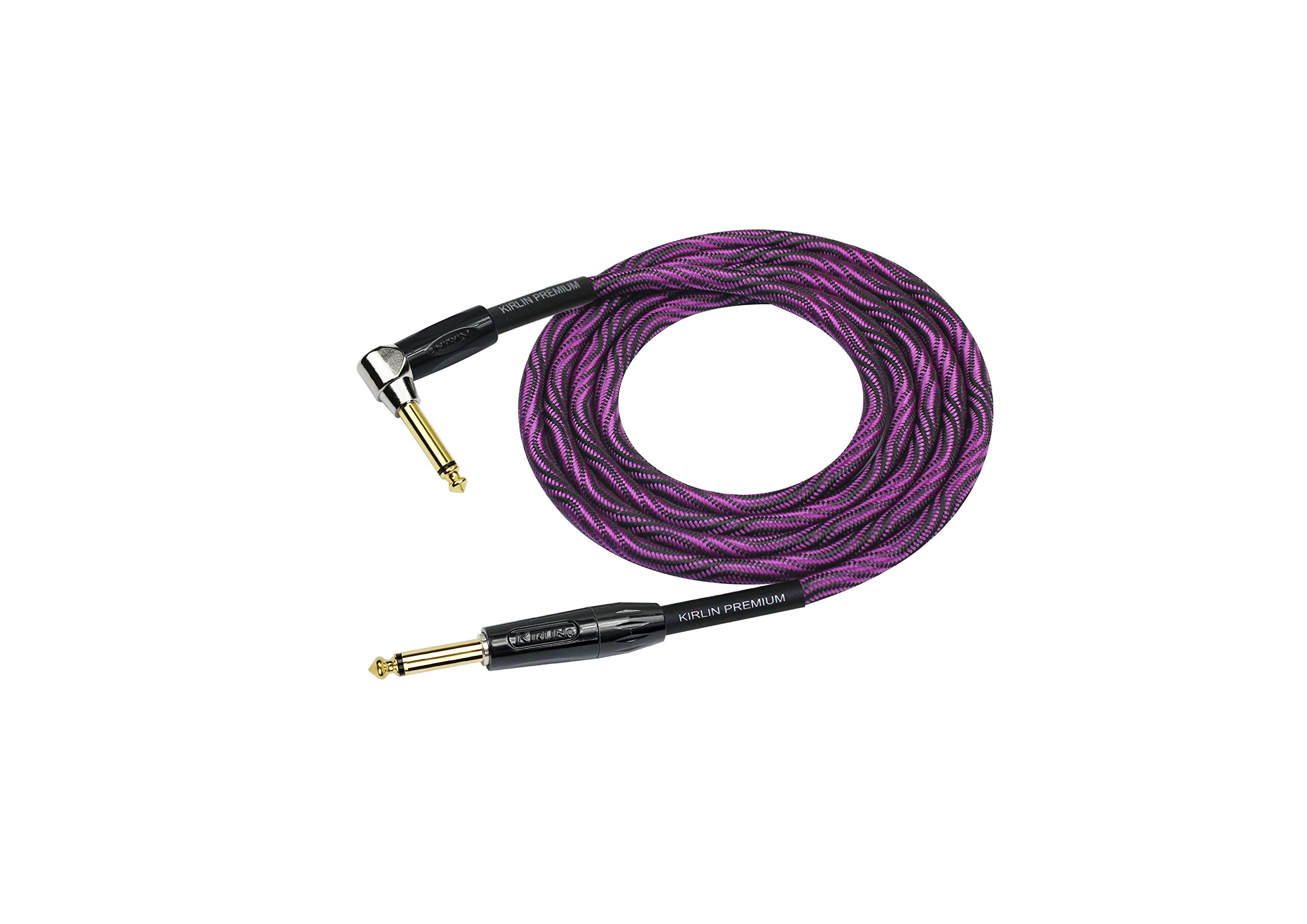 KIRLIN Cable IWB Instrument Cable, 1/4-Inch Right Angle to Straight, Black Purple Wave, 20FT (IWB-202 BFGL-20/WBP)