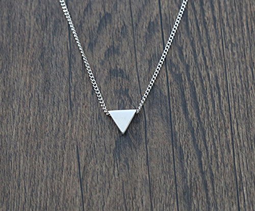 Amkaka Minimalist 925 Sterling Silver Tiny Geometric Triangle Necklace for Women