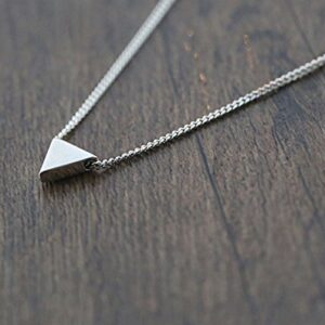 Amkaka Minimalist 925 Sterling Silver Tiny Geometric Triangle Necklace for Women