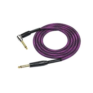 KIRLIN Cable IWB Instrument Cable, 1/4-Inch Right Angle to Straight, Black Purple Wave, 10FT (IWB-202 BFGL-10/WBP)