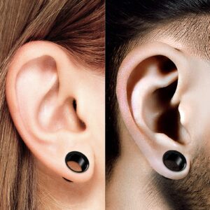 BIG GAUGES Pair of Stainless Steel Zero Gauge 8mm Black Double Flared Piercing Jewelry Ear Stretching Lobe Plug Tunnel Earring BG0107