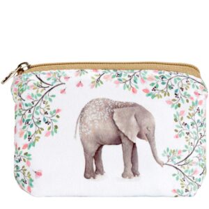 women and girls cute fashion coin purse wallet bag change pouch key holder (forest elephant)