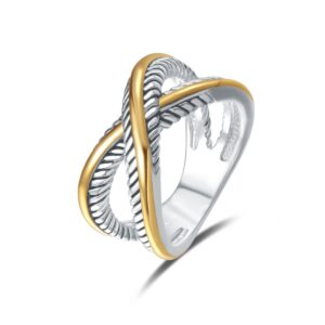 uny ring vintage designer fashion brand women valentine gift two tone plating twisted cable wire rings (7)