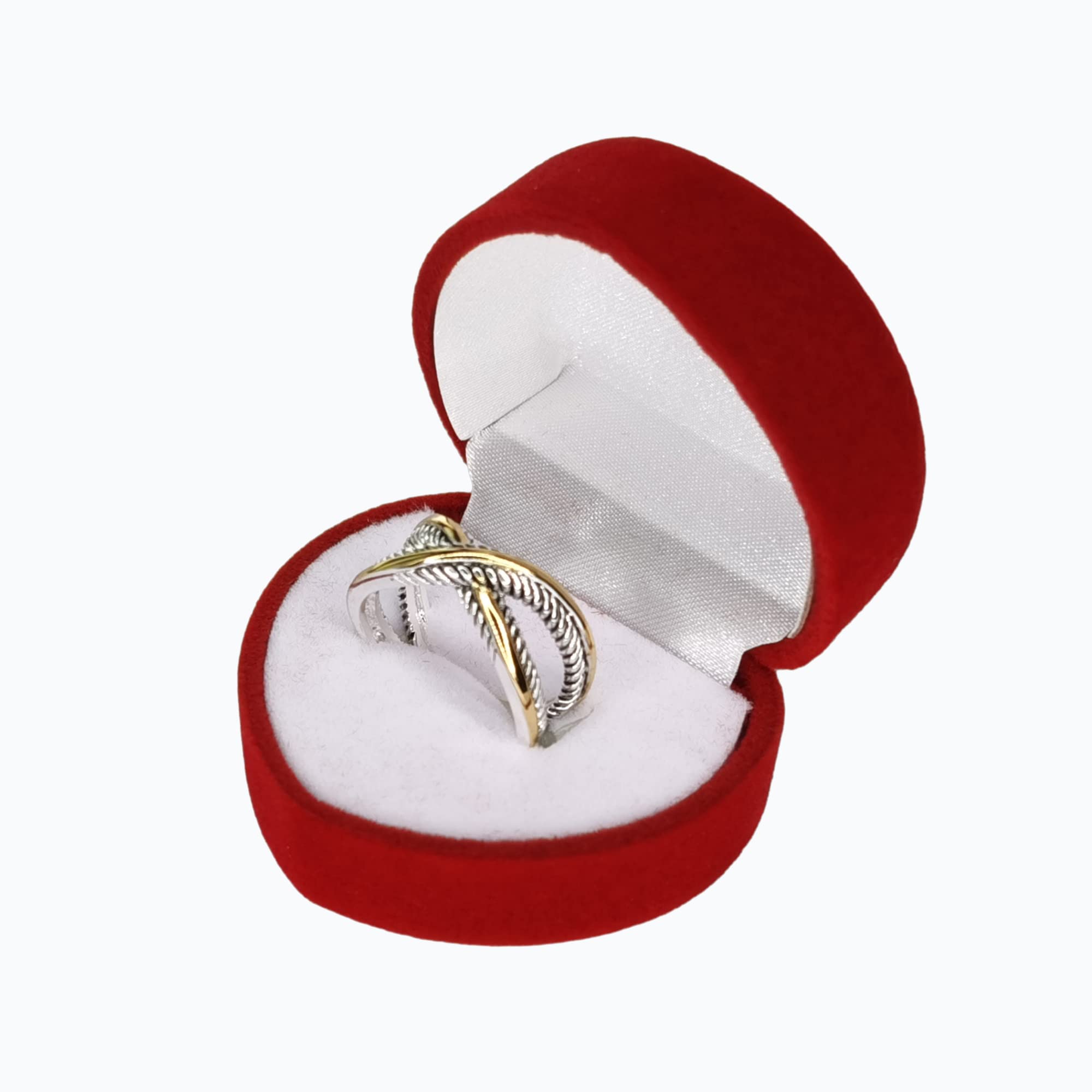 UNY Ring Vintage Designer Fashion Brand Women Valentine Gift Two Tone Plating Twisted Cable Wire Rings (7)