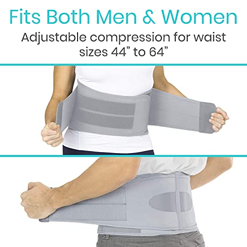 Vive Lower Back Support Brace for Men & Women - Dual Adjustable Lumbar Belt for Heavy Lifting, Herniated Disc, Sciatica, Scoliosis, & Thoracic Pain Relief - Compression Posture Device for Work or Home