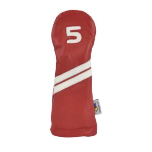 sunfish red and white leather fairway golf club headcover 5 wood