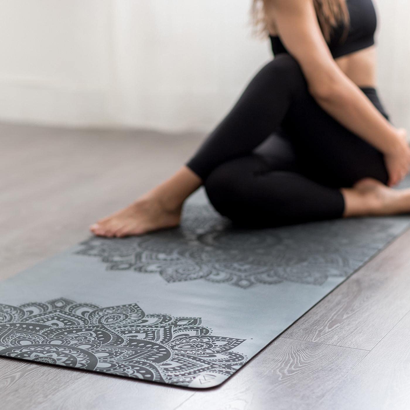 YOGA DESIGN LAB | The Infinity Mat | Luxurious Non-Slip Design Provides Unparalleled Grip to Support and Align You Beautifully | Eco-Friendly | 4 Colors | w/Carrying Strap! (Mandala Charcoal, 5mm)