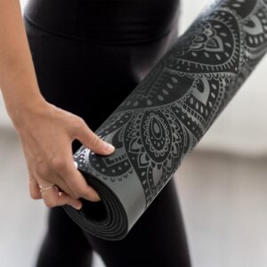 YOGA DESIGN LAB | The Infinity Mat | Luxurious Non-Slip Design Provides Unparalleled Grip to Support and Align You Beautifully | Eco-Friendly | 4 Colors | w/Carrying Strap! (Mandala Charcoal, 5mm)