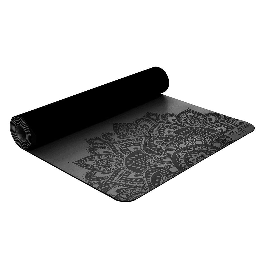 YOGA DESIGN LAB | The Infinity Mat | Luxurious Non-Slip Design Provides Unparalleled Grip to Support and Align You Beautifully | Eco-Friendly | 4 Colors | w/Carrying Strap! (Mandala Charcoal, 5mm)