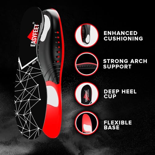 Premium Anti-Fatigue Shoe High Arch Support Insoles Men Women - Plantar Fasciitis Inserts - Orthotic Inserts Shoe Sole Standing All Day - Flat Feet Foot Insoles - Work Boot Insoles