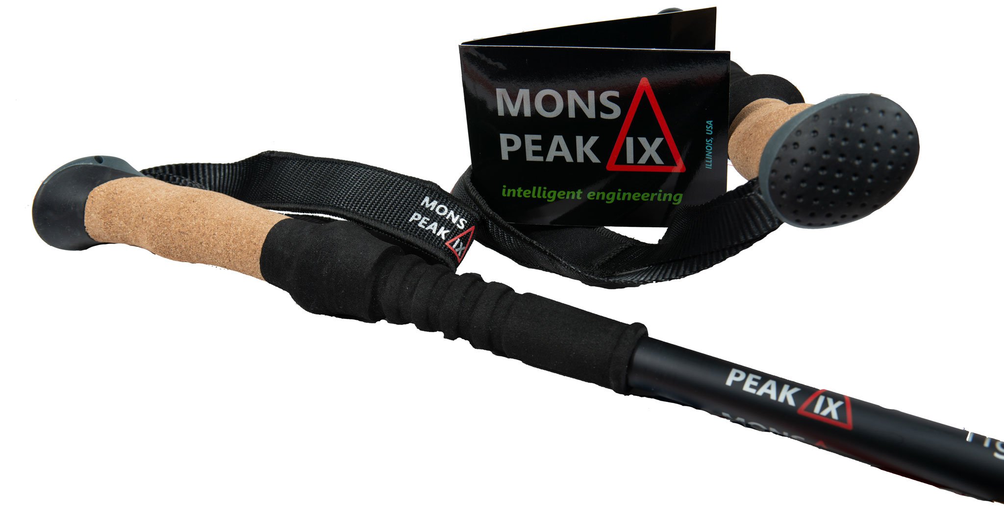 Mons Peak IX Tiger Paw 7075 Trekking Poles for Hiking, Trekking, Walking, Snowshoeing - Cork Grip, Collapsible, Adjustable, Telescoping Lightweight