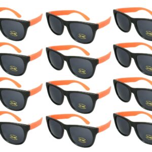 Edge I-Wear 12 Bulk 80s Neon Party Sunglasses for Adult Party Favors with CPSIA certified-Lead(Pb) Content Free (Orange, 54)