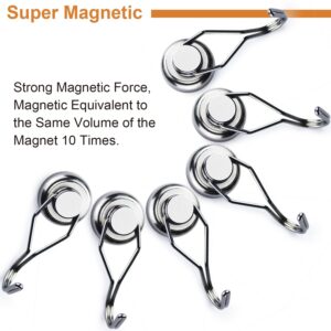 DIYMAG Swivel Swing Magnetic Hooks,Strong Heavy Duty Neodymium Magnet Hooks - Great for Your Refrigerator and Other Magnetic Surfaces - Pack of 6