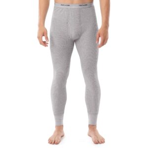 Fruit of the Loom Men's Classic Midweight Waffle Thermal Underwear Bottoms (2-Pack), Light Grey Heather/Black Soot, Medium