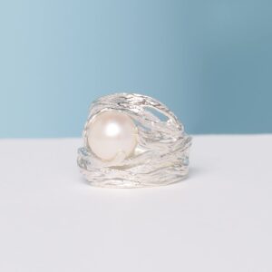 Silpada 'Nested Cultured Pearl' 9.5-10 mm Freshwater Cultured Pearl Ring in Sterling Silver, Size 8 Size 8