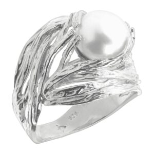 Silpada 'Nested Cultured Pearl' 9.5-10 mm Freshwater Cultured Pearl Ring in Sterling Silver, Size 8 Size 8